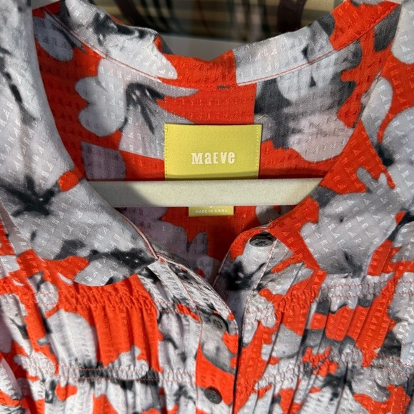 Anthropologie Maeve Vibrant Orange and Colorful Floral Patterned Dress Size 6 - Picture 6 of 8